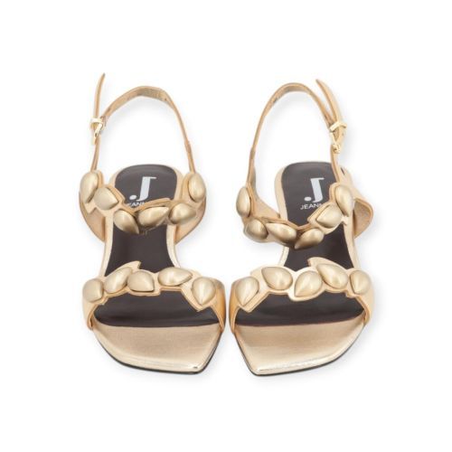 Jeannot sandaal in platino goud shining, metallic leer voor dames. 