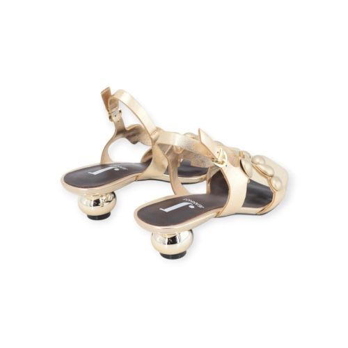 Jeannot sandaal in platino goud shining, metallic leer voor dames. 