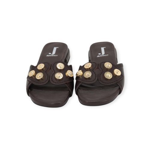 Jeannot Fussy dames slipper in het bruin leer.