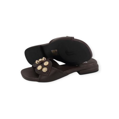 Jeannot Fussy dames slipper in het bruin leer.