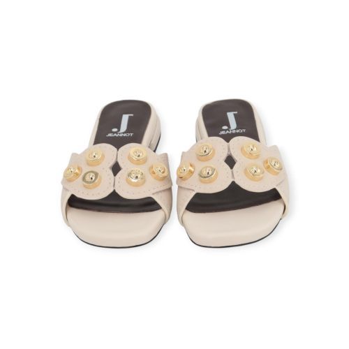 Jeannot Fussy dames slipper in het off wit leer.