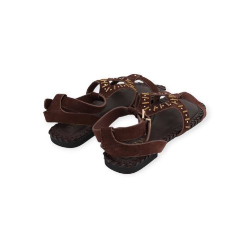 Jeida J83 sandaal in donkerbruin leer met suède voor dames. 