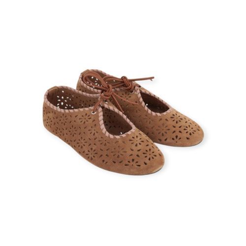 Jeida J84 ballerina voor dames in camel suède. 