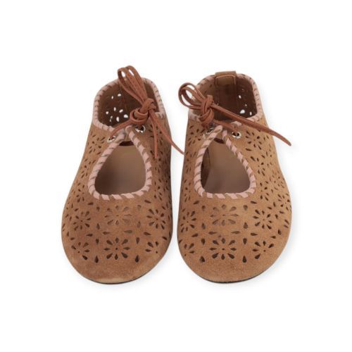 Jeida J84 ballerina voor dames in camel suède. 