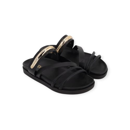 Jeida J905 slipper, muil voor dames in zwart leer. 