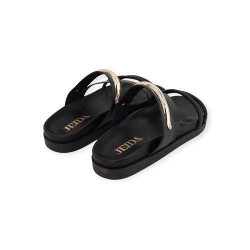 Jeida J905 slipper, muil voor dames in zwart leer. 