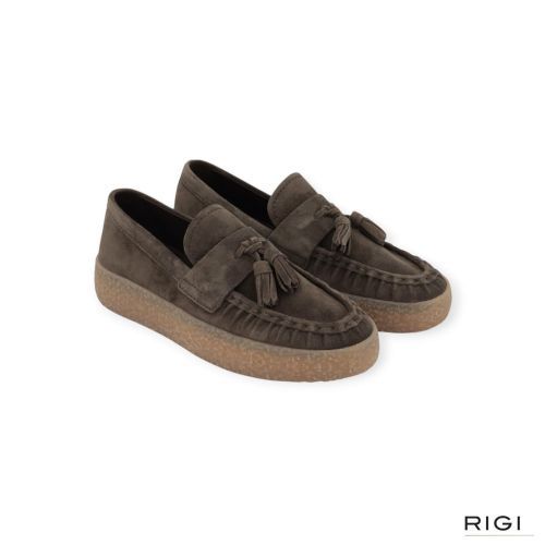 Kennel & Schmenger PIT 217108-0120 dames mocassin in kaki suede.
