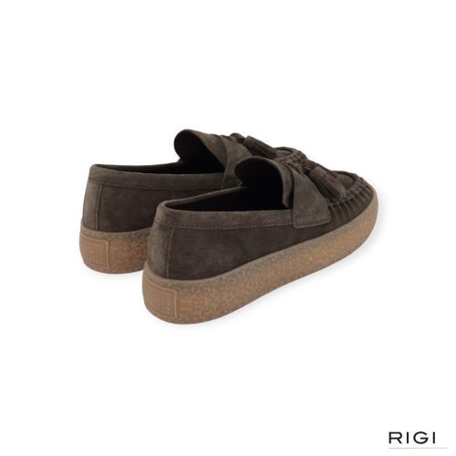Kennel & Schmenger PIT 217108-0120 dames mocassin in kaki suede.