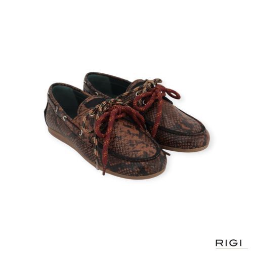 Kirruna MOC 12 mocassin in bruin python leer voor dames.