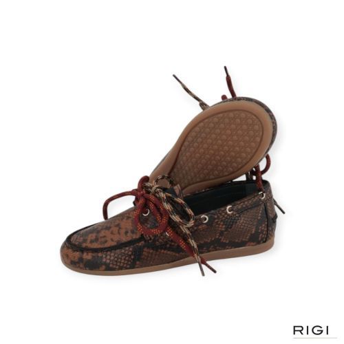 Kirruna MOC 12 mocassin in bruin python leer voor dames.