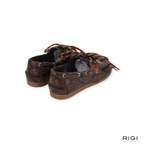 Kirruna MOC 12 mocassin in bruin python leer voor dames.