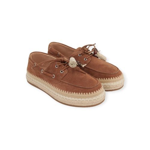 Lara Manni dames veter in het cognac suede.