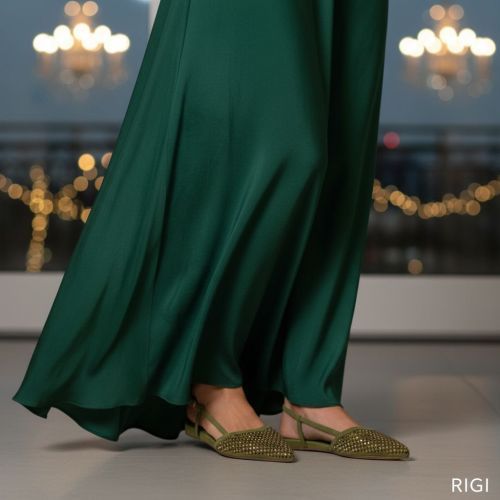 Lodi hercules ballerina in groen suede.