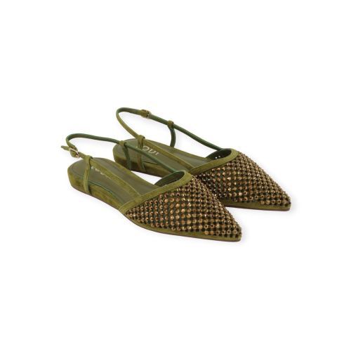 Lodi hercules ballerina in groen suede.