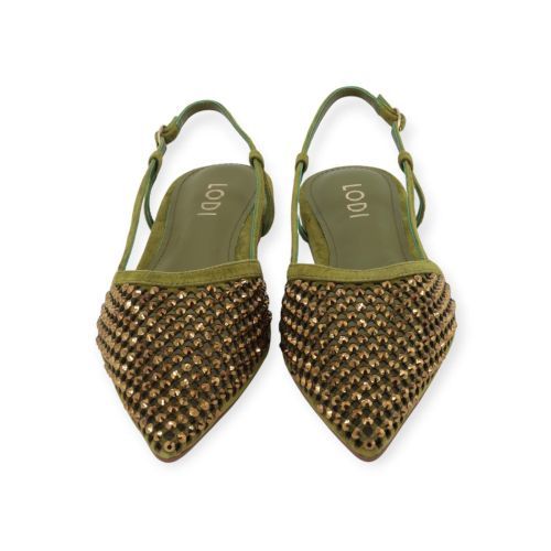 Lodi hercules ballerina in groen suede.