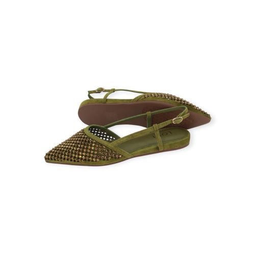 Lodi hercules ballerina in groen suede.