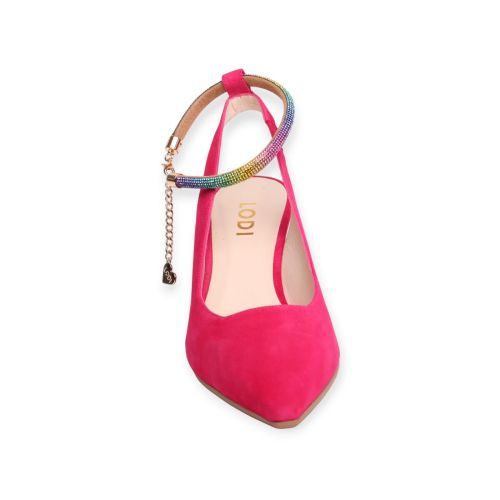 Lodi dames pump in fuchsia suede leer op hak Jomelin Lodi dames pump in fuchsia suede leer op hak Jomelin