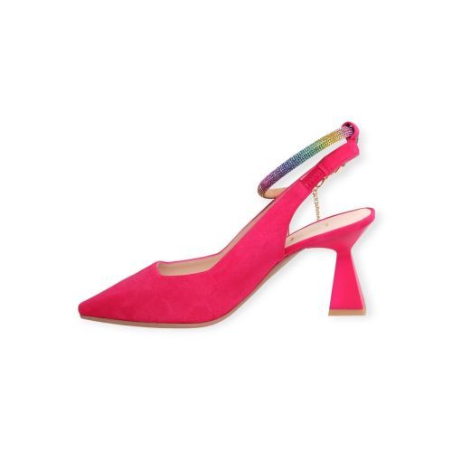 Lodi dames pump in fuchsia suede leer op hak Jomelin Lodi dames pump in fuchsia suede leer op hak Jomelin
