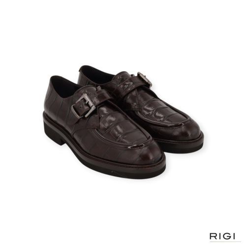 Luca Grossi L408 dames mocassin met boekel in bruin crocco leer.