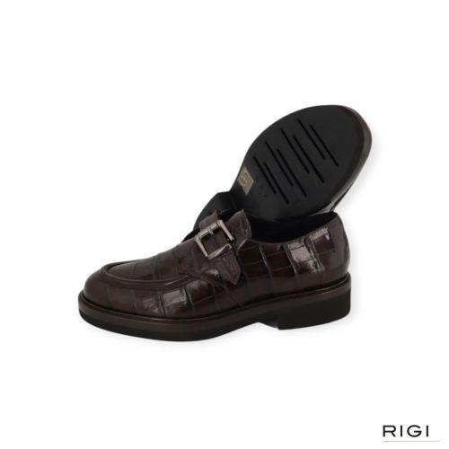 Luca Grossi L408 dames mocassin met boekel in bruin crocco leer.