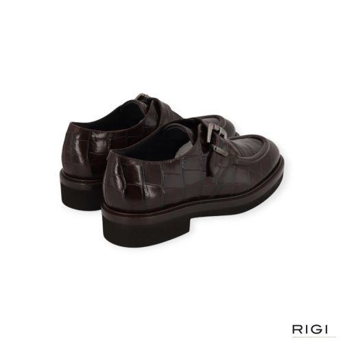 Luca Grossi L408 dames mocassin met boekel in bruin crocco leer.