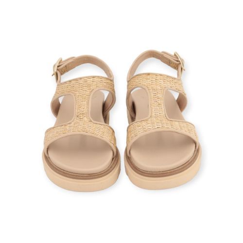 Luca Grossi dames sandaal in beige raffia en leer.