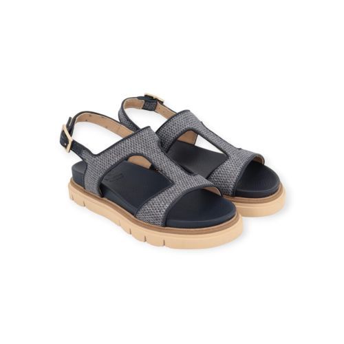 Luca Grossi dames sandaal in blauw raffia en leer. Luca Grossi dames sandaal in blauw raffia en leer.