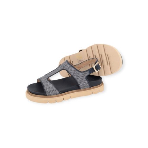 Luca Grossi dames sandaal in blauw raffia en leer. Luca Grossi dames sandaal in blauw raffia en leer.