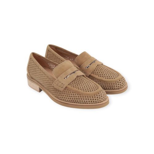 Luca Grossi dames mocassin in taupe suede leer.