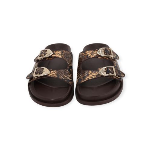 March 23 Mykonos dames slipper in python print leer.