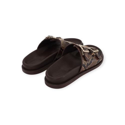 March 23 Mykonos dames slipper in python print leer.