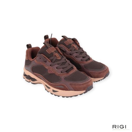 March23 Nala sneaker in bordeaux leer met bruine mesh en suède voor dames. 