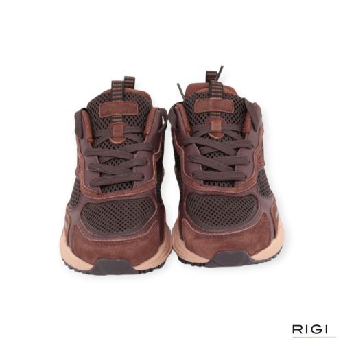 March23 Nala sneaker in bordeaux leer met bruine mesh en suède voor dames. 