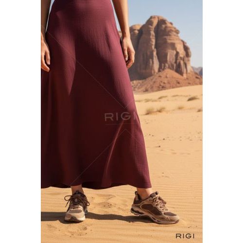 March23 Nala sneaker in vison, taupe leer met bordeaux mesh en suède voor dames. 