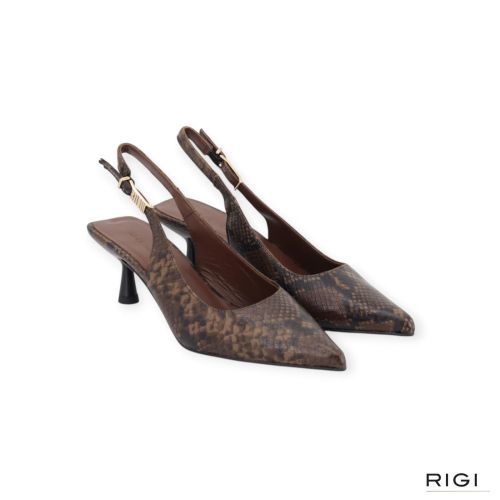 March23 Reese pump, slingback in taupe, vison pythonleer voor dames March23 Reese pump, slingback in taupe, vison pythonleer voor dames