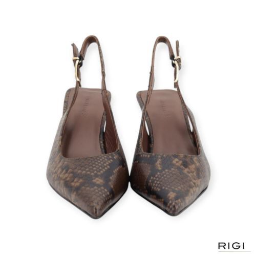 March23 Reese pump, slingback in taupe, vison pythonleer voor dames March23 Reese pump, slingback in taupe, vison pythonleer voor dames