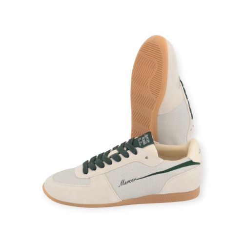 Mercer Re-Low sneaker in off wit/ grijs suède – mesh voor dames.