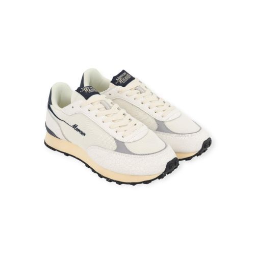 Mercer The Re-Racer sneaker voor dames & heren in wit craquelé leer. 