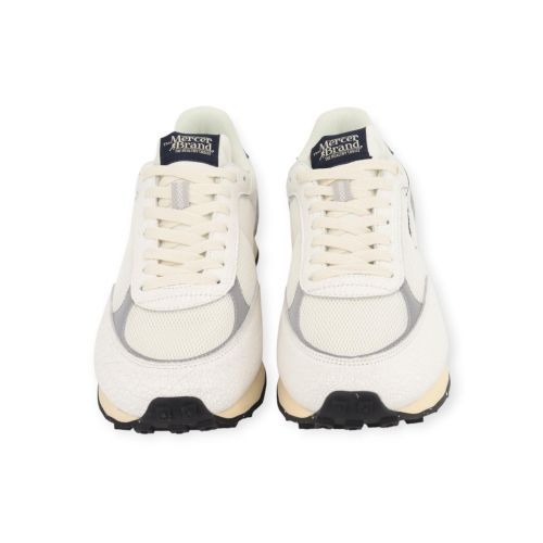 Mercer The Re-Racer sneaker voor dames & heren in wit craquelé leer. 