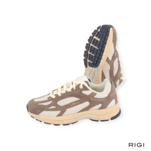 Mercer The Re-Run Desert 2.0 voor dames in bruin suede met off wit mesh.