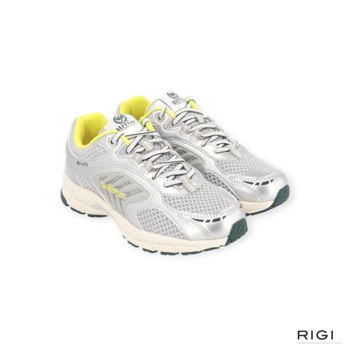 Mercer The Re-Run Evo in zilver leer met mesh voor dames.
