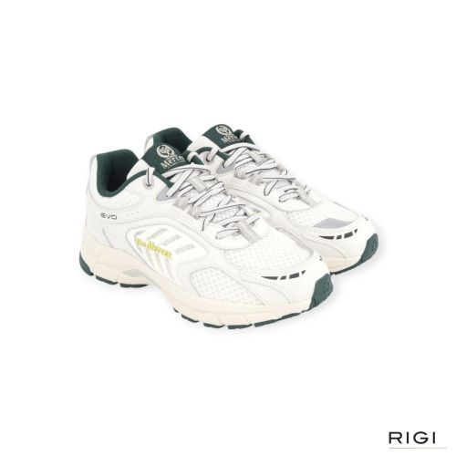 Mercer The Re-Run Evo in wit leer met mesh voor dames en heren. 