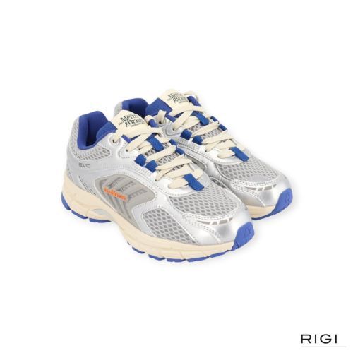 Mercer The Re-Run Evo Silver in zilver leer, mesh met blauw voor dames. 