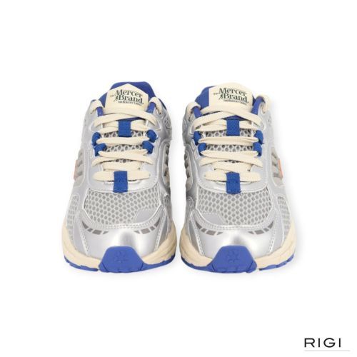 Mercer The Re-Run Evo Silver in zilver leer, mesh met blauw voor dames. 