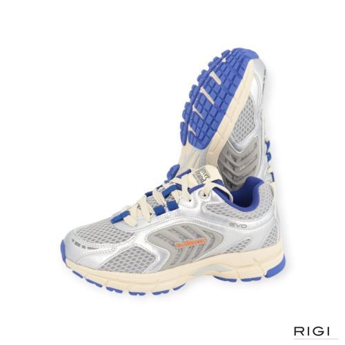 Mercer The Re-Run Evo Silver in zilver leer, mesh met blauw voor dames. 
