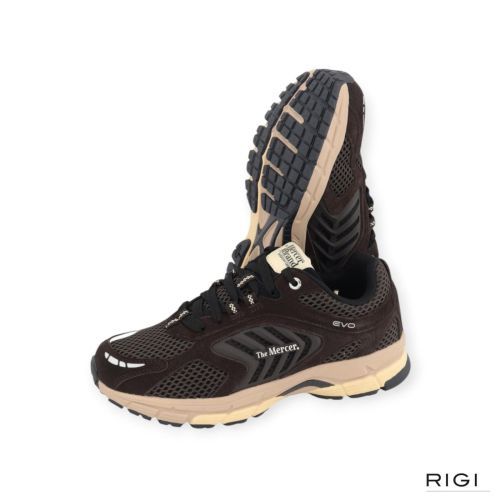 Mercer Re-Run Evo Nubuck sneaker in bruin nubuck, mesh voor heren. 