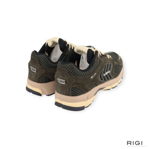 Mercer Re-Run Evo Nubuck sneaker in groen nubuck, mesh voor heren. Mercer Re-Run Evo Nubuck sneaker in groen nubuck, mesh voor heren.
