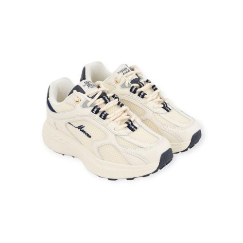 Mercer The Re-Run Max EVO sneaker in wit met blauw voor dames en heren. 