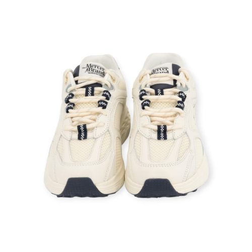 Mercer The Re-Run Max EVO sneaker in wit met blauw voor dames en heren. 