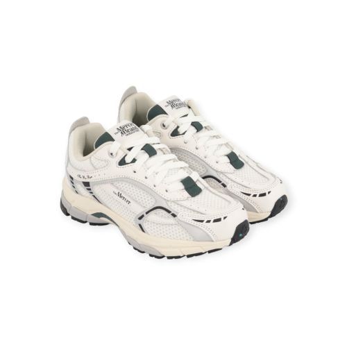 Mercer The Re-Run White Silver in wit groen leer / mesh voor dames. 